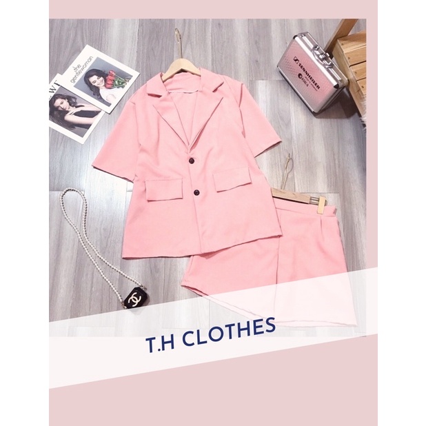 SET VEST HỒNG TUYẾT MƯA MIX QUẦN SHORT