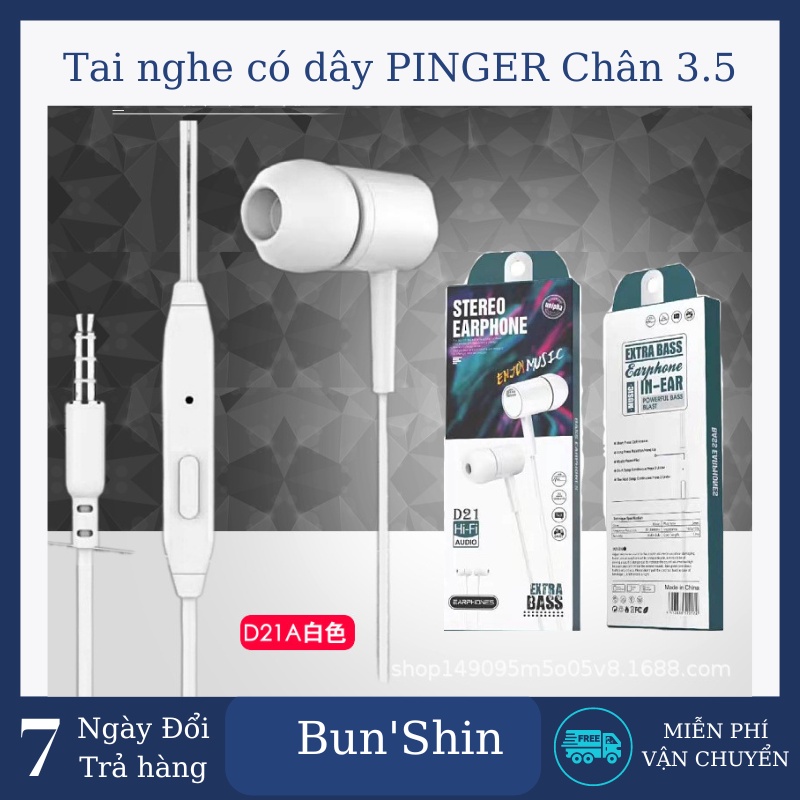 Tai nghe nhét tai, có dây, cắm lỗ 3,5 lỗ tròn pinger nhạc bass cho tất cả cá loại điện thoại iphone,xiaomi,samsung,oppo
