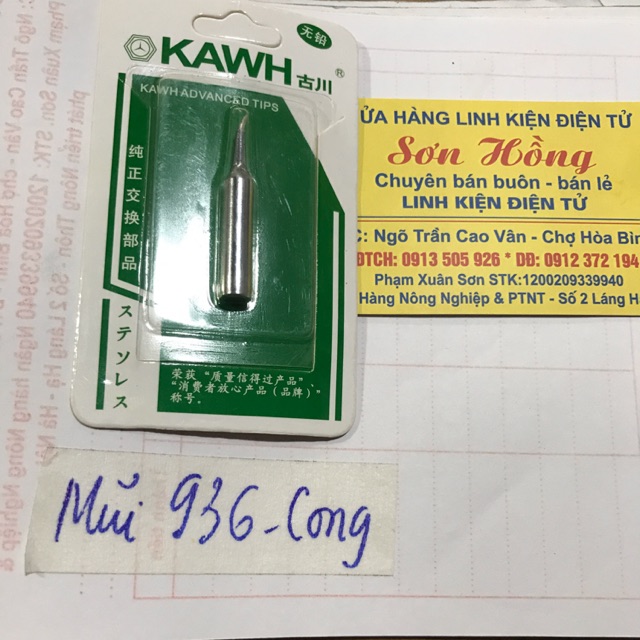 Đầu mỏ hàn 936 đầu cong