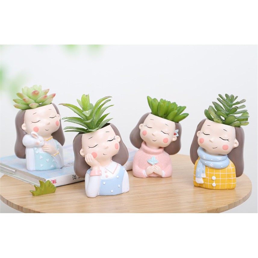 Chậu cây hình mặt người dễ thương trồng sen đá, chậu cây mini đẹp giá rẻ