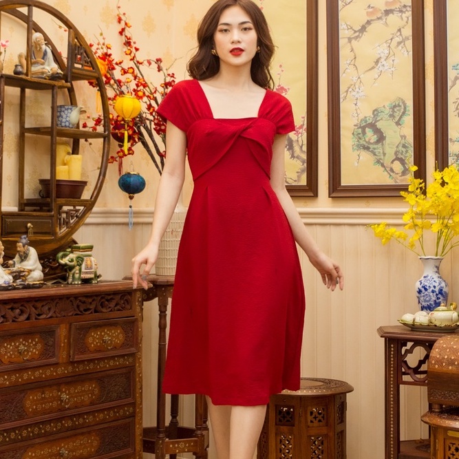 Đầm Nữ Đi Tiệc Cổ Kiểu Sơn Trà - Đầm Dạ Tiệc Thiết Kế Mới