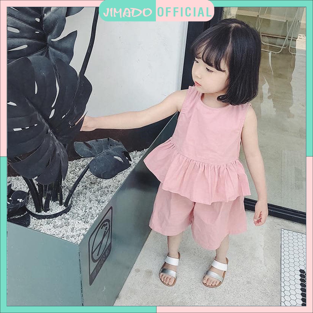 Bộ đồ bé gái chất thô đũi đính nơ sau lưng cho bé xinh xắn JIMADO SA232