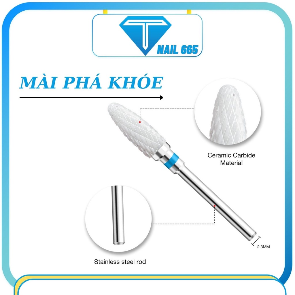 Đầu mài móng tay gel nail , Đầu mài sứ phá gel bột mịn khóe da móng tay