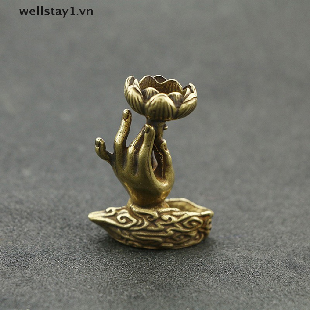 Lư Hương Bằng Đồng Nguyên Chất Hình Bàn Tay Phật Và Hoa Sen
