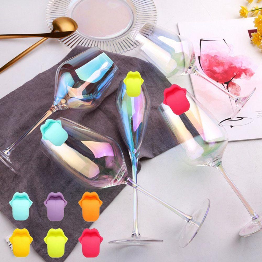 Set 6 Nhãn Dán Hình Lưỡi Cấp Thực Phẩm Có Thể Tái Sử Dụng Cho Quầy Bar