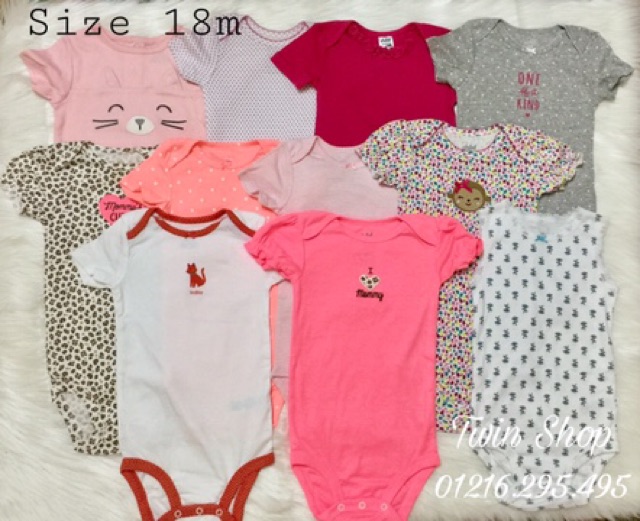 Combo 10 Bodysuit tay ngắn Carter xuất dư sz 12/18/24 mẫu ngẫu nhiên