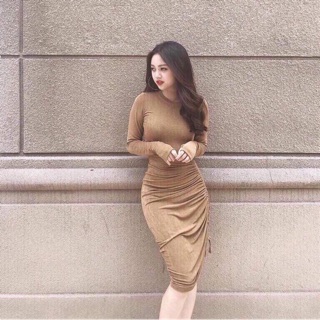 Váy body nhún hông combo