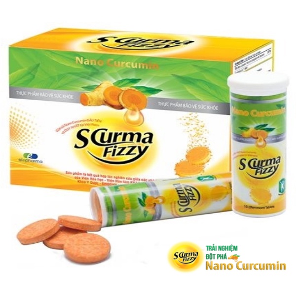 Mẫu mới Scurma Fizzy - Viên sủi Nano Curcumin Hộp 2 Tuýp VIÊN NGHỆ SỦI nghệ nano NGHE SUI hỗ trợ dạ dày