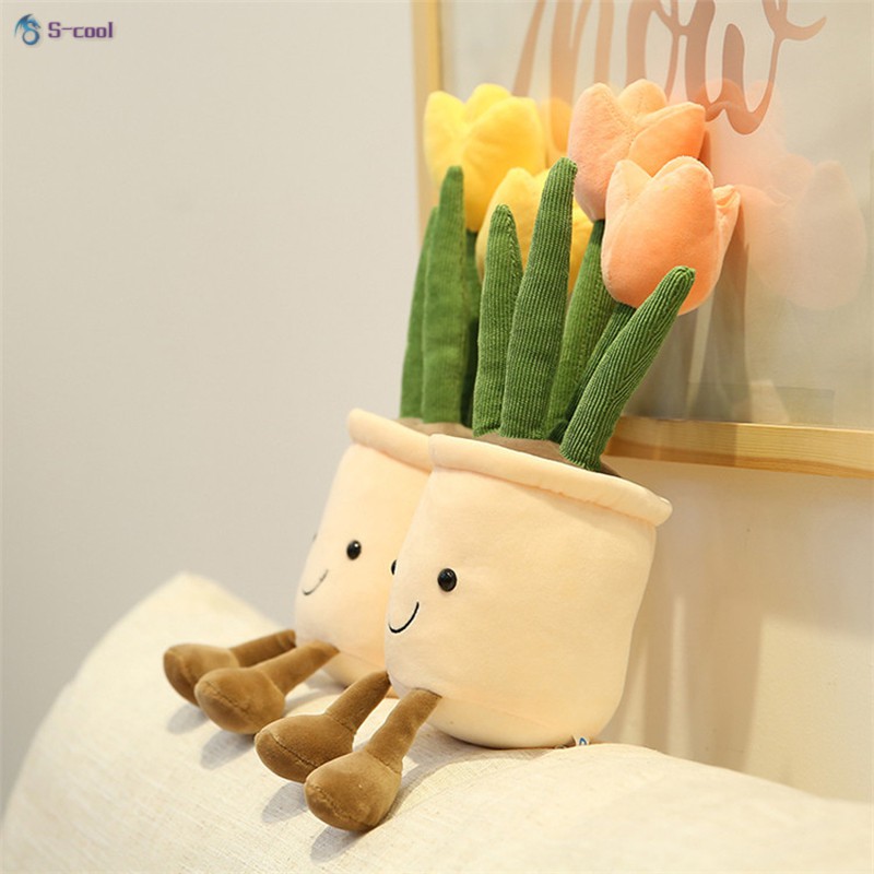 Chậu Hoa Tulip Nhồi Bông Trang Trí Phòng Cho Bé