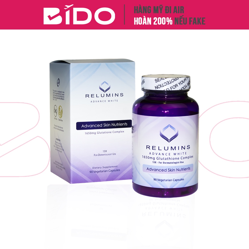 Viên uống trắng da Relumins Advance White 1650mg Glutathione Complex (90 viên) - Thực phẩm chức năng Mỹ