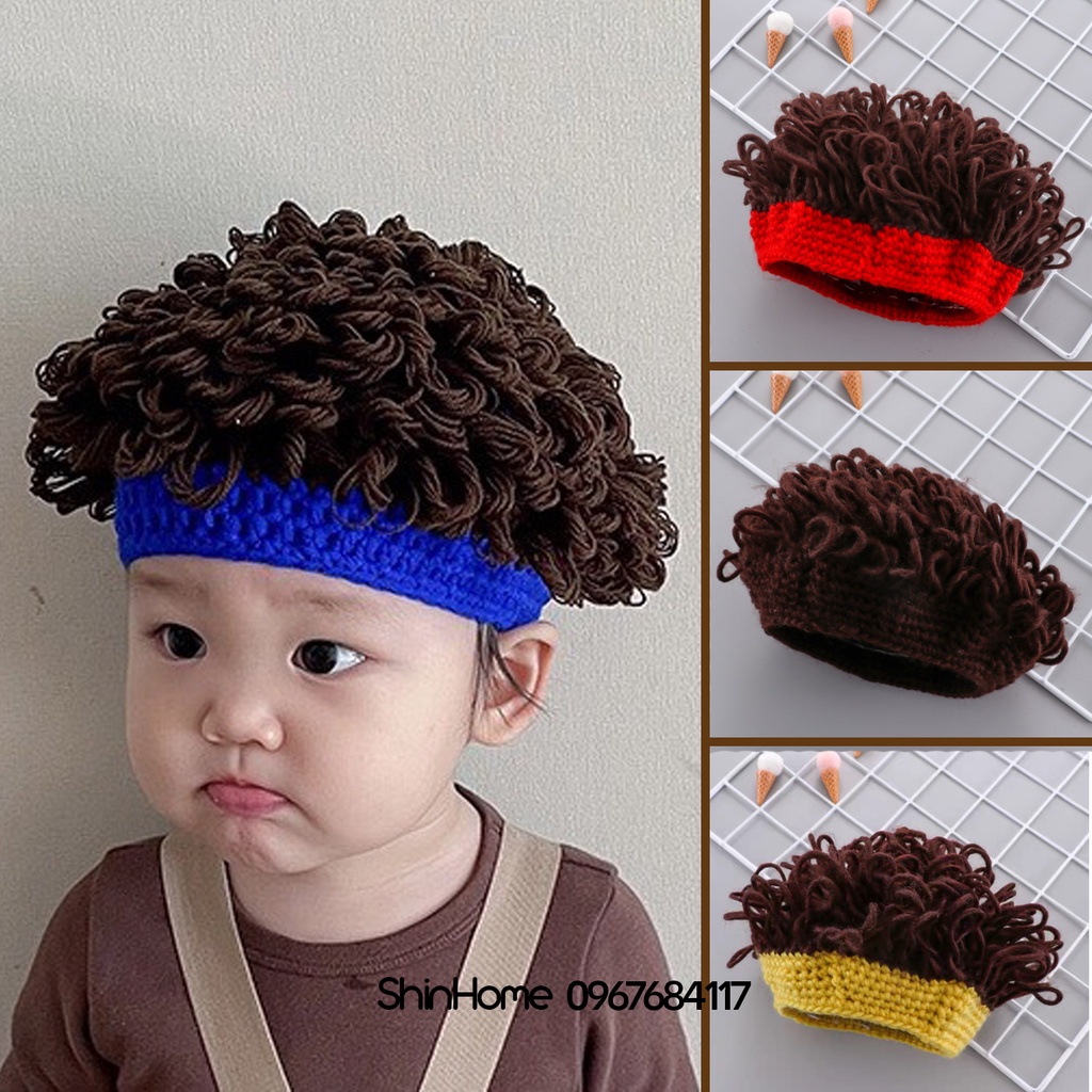 Mũ tóc xoăn bé trai, headband tóc giả cho bé 6 tháng - 3 tuổi