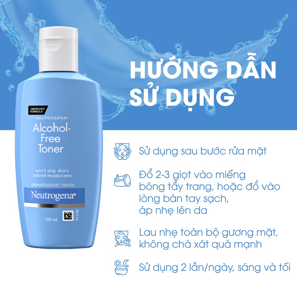 Nước Hoa Hồng NEUTROGENA Alcohol Free Toner, Toner Không Cồn NEUTROGENA 150ml