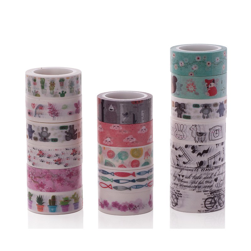 Băng dính washi trang trí sổ bản 1.5cm hoạt hình (18 mẫu)