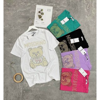 áo thun gấu moschino đinh đá cao cấp (hình thật)