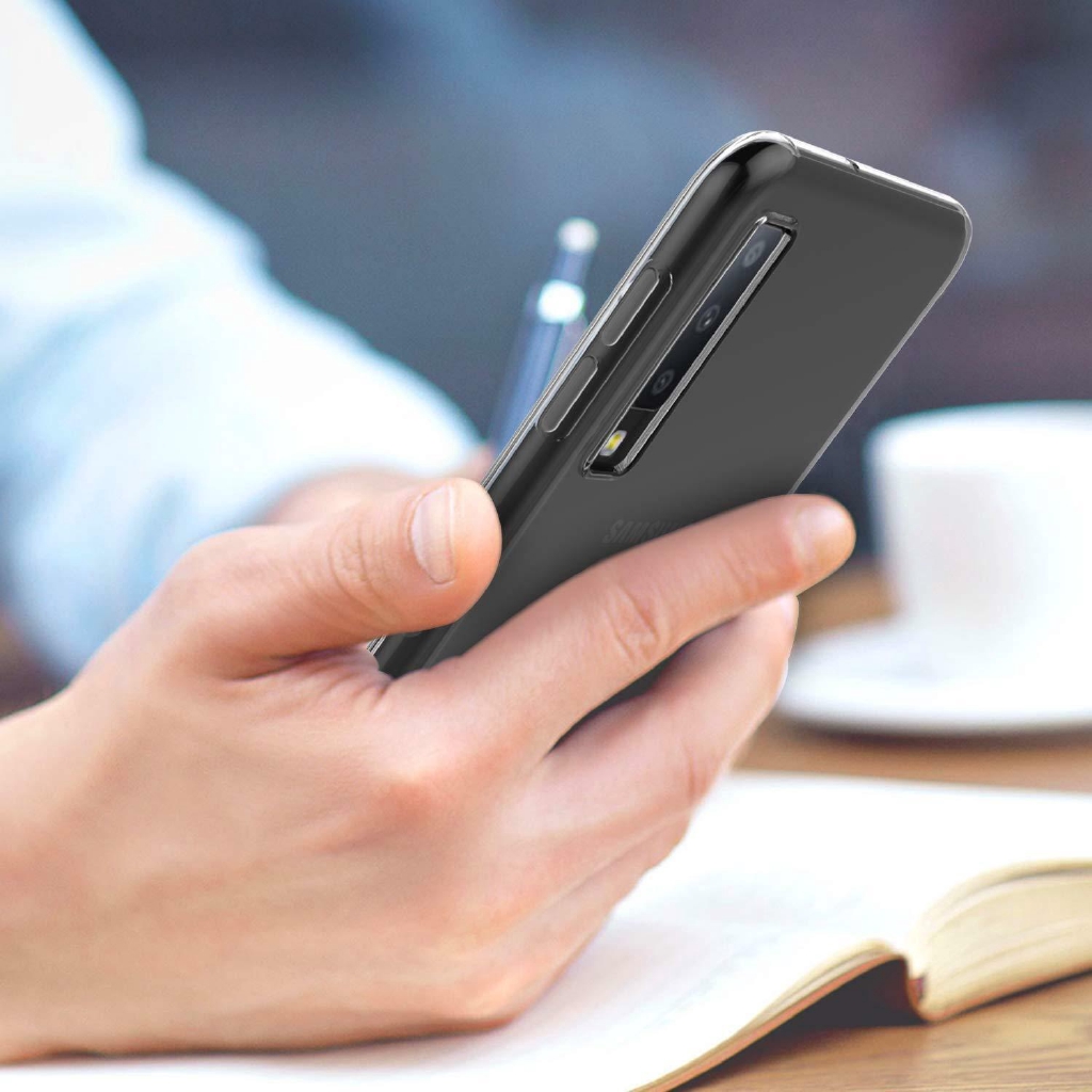 Ốp điện thoại silicone trong suốt đơn giản dành cho Samsung Galaxy A7 2018