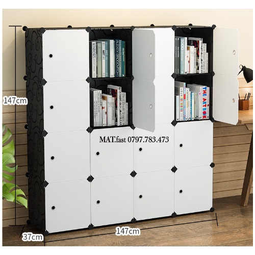 [ FREESHIP] TỦ NHỰA LẮP GHÉP 16 Ô ĐỂ SÁCH VỞ VẬT DỤNG CÁ NHÂN [ kết hợp với lưới thép ]