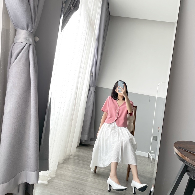 vest lỡ cổ V - hồng | BigBuy360 - bigbuy360.vn