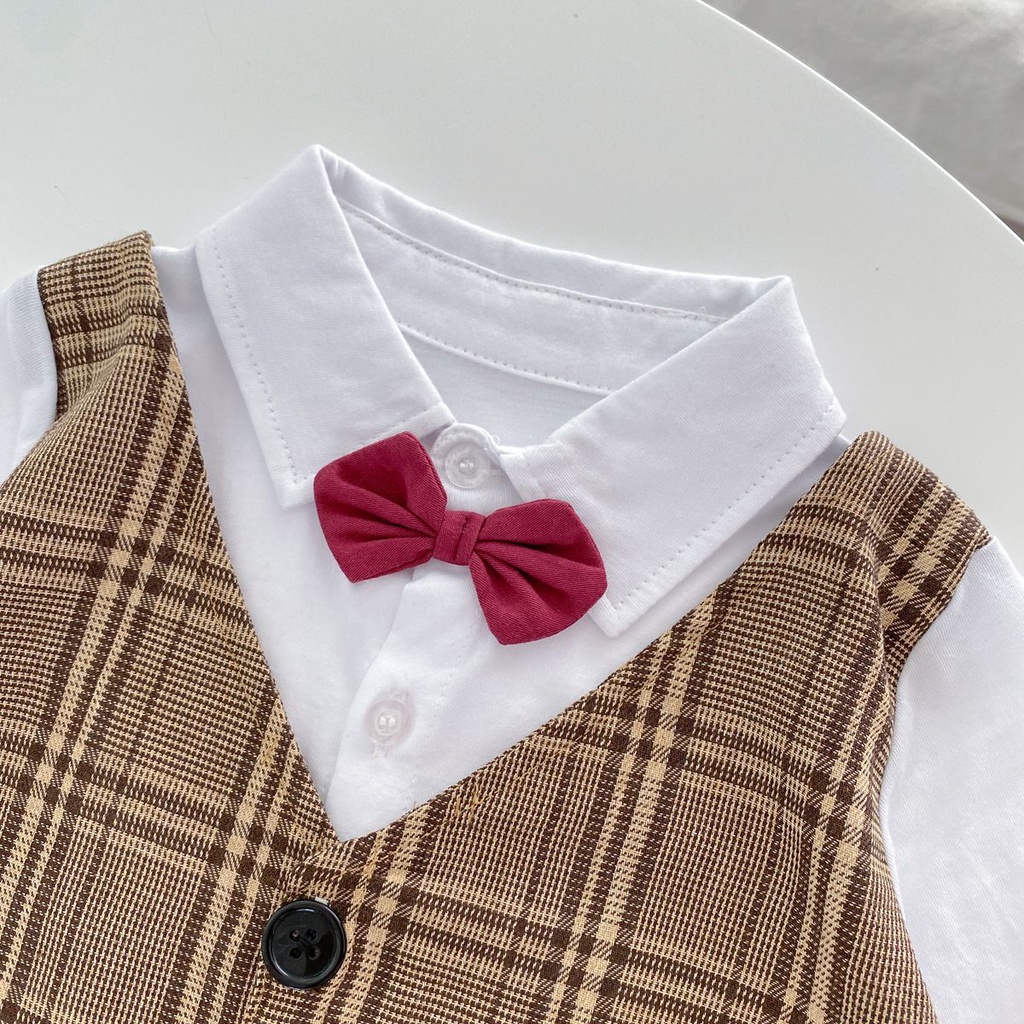 Sanlutoz Mùa thu Đứa bé Những cậu bé Rompers Bình thường Kẻ sọc Bữa tiệc