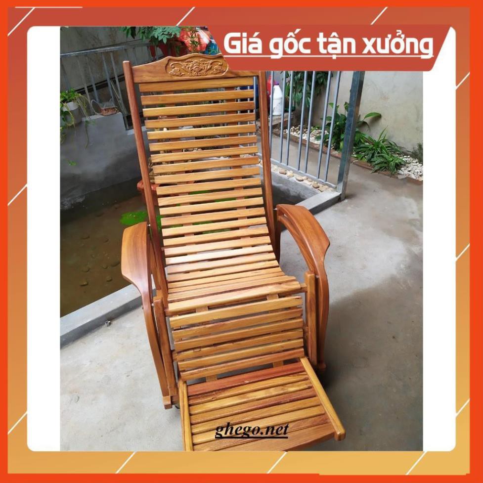 [Khuyến Mãi Sốc] Ghế lười gỗ gõ, Ghế gỗ cho người già sơn Pu cao cấp