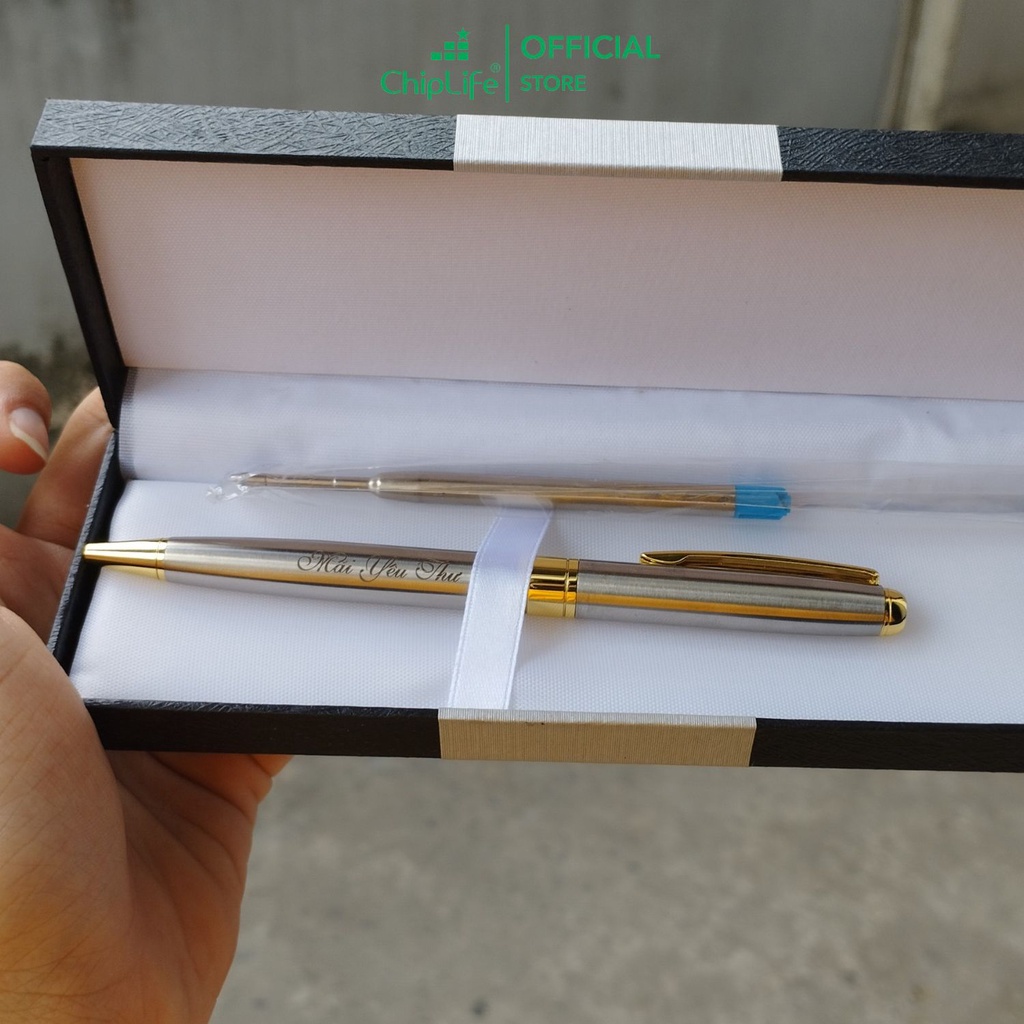 Bút ký cao cấp CHIPLIFE P018B khắc tên theo yêu cầu - dạng xoay bạc ngòi 0.7mm mực xanh