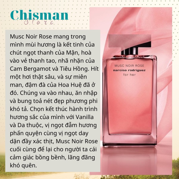 Nước hoa nữ Narciso Rodriguez Musc Noir EDP 100ml- Hương thơm nữ tính, trẻ trung quyến rũ lưu hương lâu- Chisman