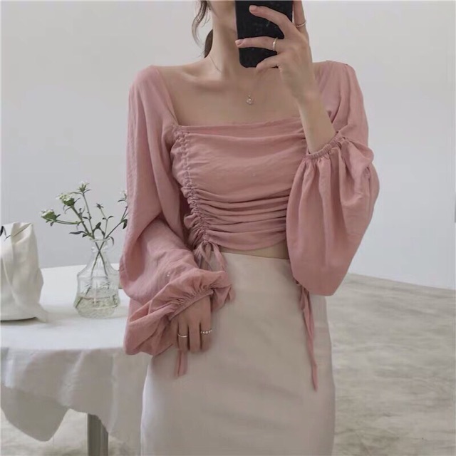 Áo kiểu dây rút voan chiffon mịn đẹp FULL MÀU NHƯ HÌNH