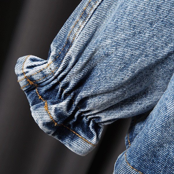 Áo khoác jean cho bé gái phối ren lưng điệu đà có lót bên trong chất dày dặn mẫu mới 2022