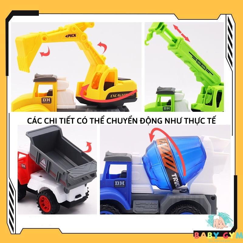 Xe ô tô đồ chơi dây cót chạy đà cho bé, bộ 4 xe nhiều chủ đề, nhiều màu sắc, kiểu dáng đẹp an toàn cho bé BABYGYM