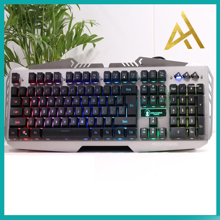 Bàn Phím Máy Vi Tính Laptop Chơi Game ASSASSINS AK8000 Đèn LED 7 Màu - Bàn phím Cơ Keyboard Gaming Có Dây