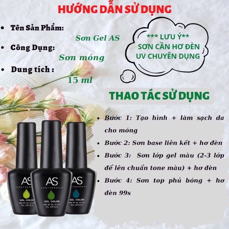 Sơn gel AS sơn móng tay tone màu xanh lúa xanh cỏ úa mã QF