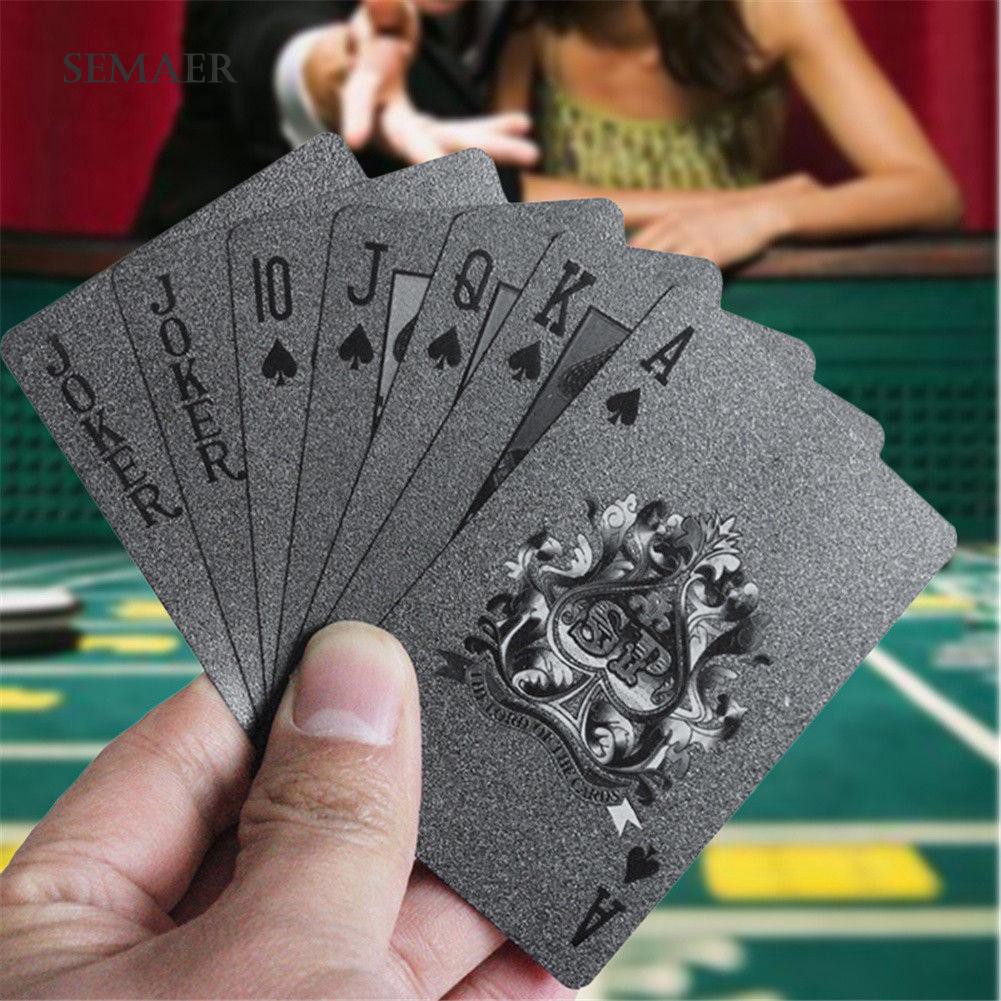 Bộ thẻ bài Poker màu đen chống thấm nước dùng làm ảo thuật