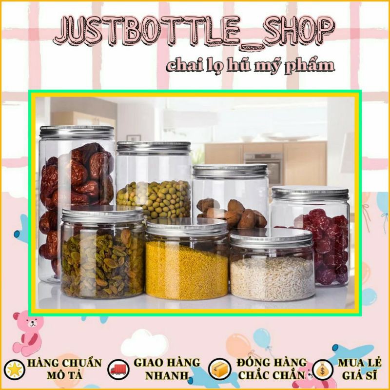 HŨ NHỰA NẮP NHÔM đựng thực phẩm HỦ LỌ NHỰA PET 50g 100g 200g 250g 350g 500g 800g 1000g 1200g