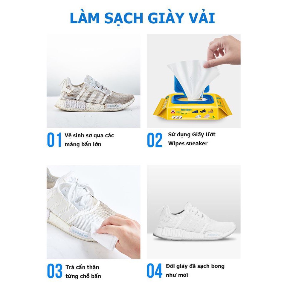 Khăn giấy lau giày SNEAKER lau giày trời mưa diệt khuẩn, chống ố, sạch vết bẩn tiện lợi