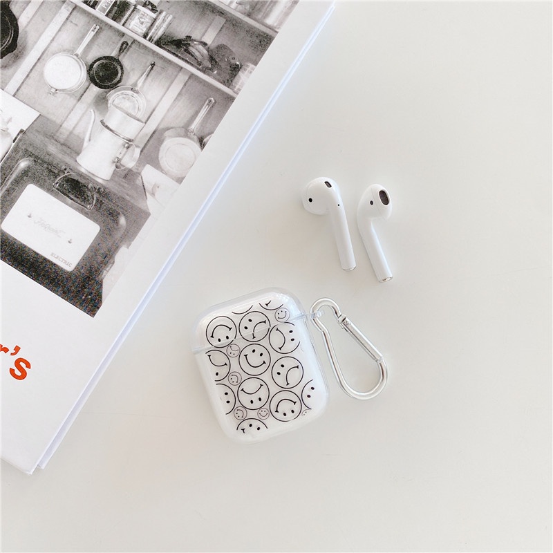 Vỏ bảo vệ tai nghe bluetooth Airpods bằng Sillicone dẻo Airpods 2/pro NUTACASE - Mặt Cười Trắng Đen