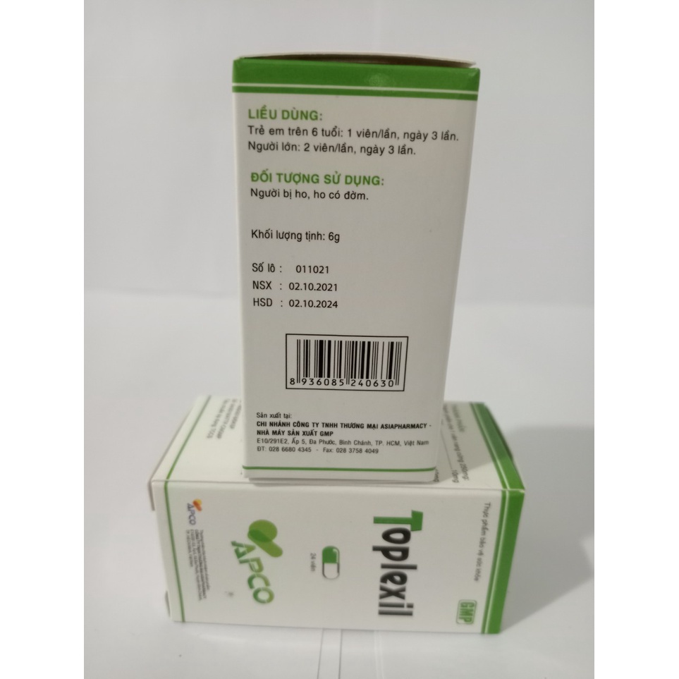 TOPLEXIN Apco Lọ 24 viên giúp giảm ho, long đàm