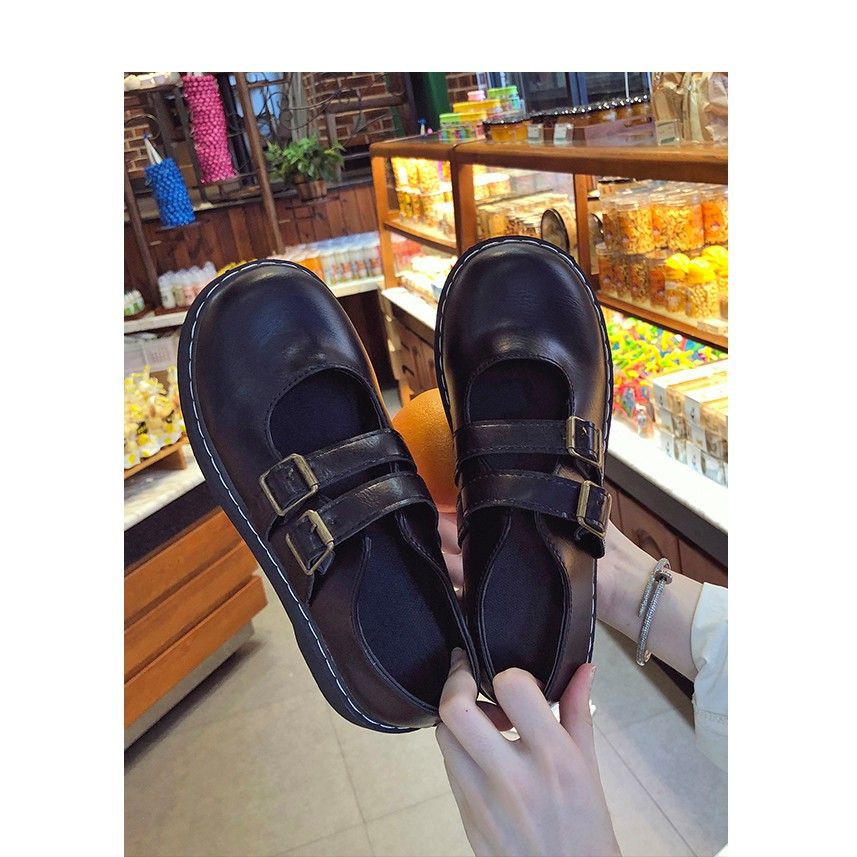 G38_Giày nữ ulzzang 2 quai da Hàn Quốc ( Có ảnh thật )