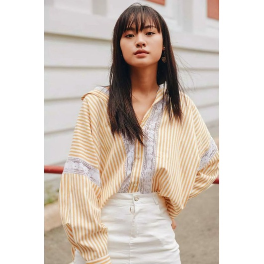 MONOTALK - Áo sơ mi fom rộng fs ren /New (-Tag) ,M