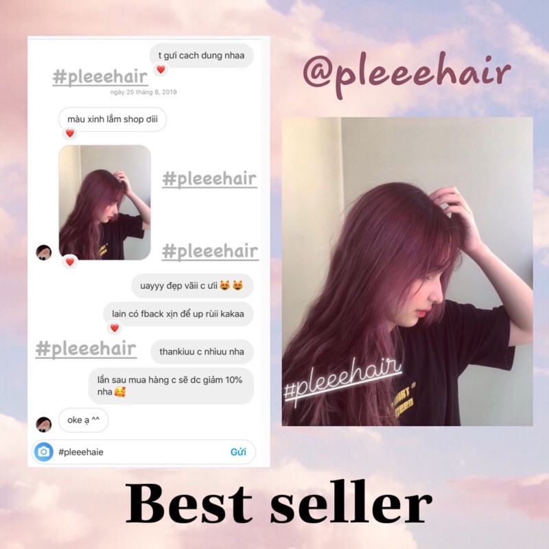 Thuốc nhuộm màu HỒNG TÍM +kèm oxy trợ dưỡng và găng tay