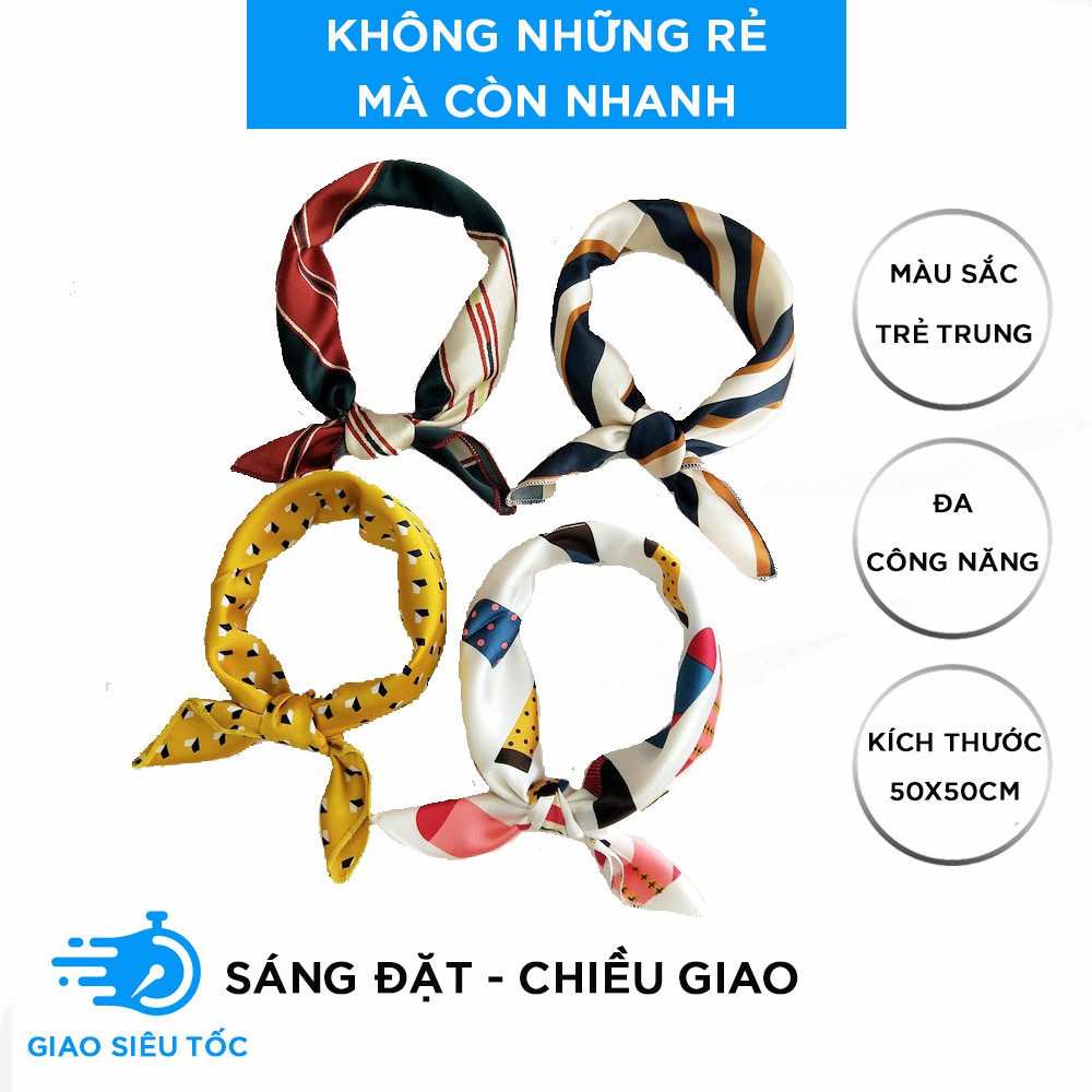 Khăn TURBAN vuông Hàn Quốc 50x50 vải cao cấp họa tiết cá tính trẻ trung