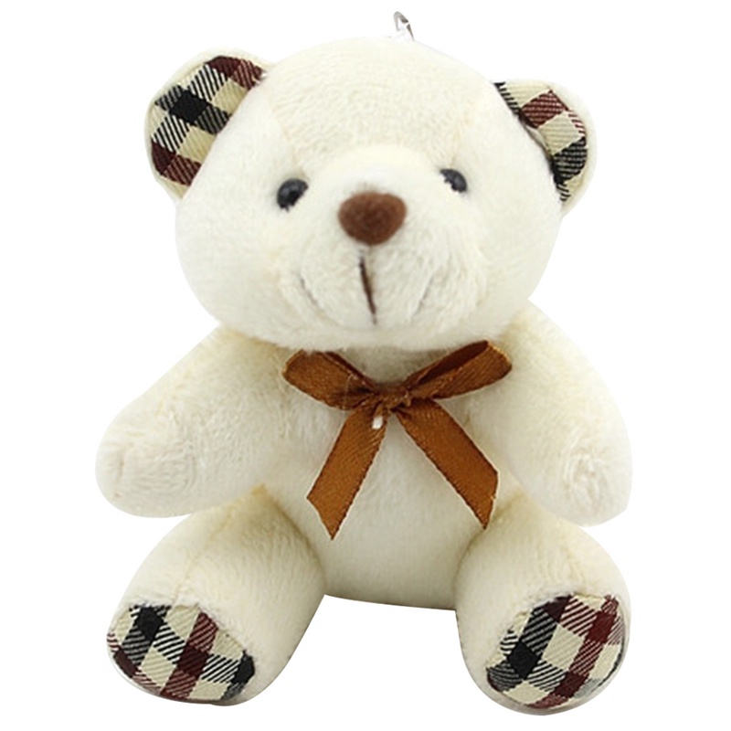 Móc Khóa Hình Gấu Teddy Nhồi Bông Có Nơ 8cm Chiều Cao 8cm
