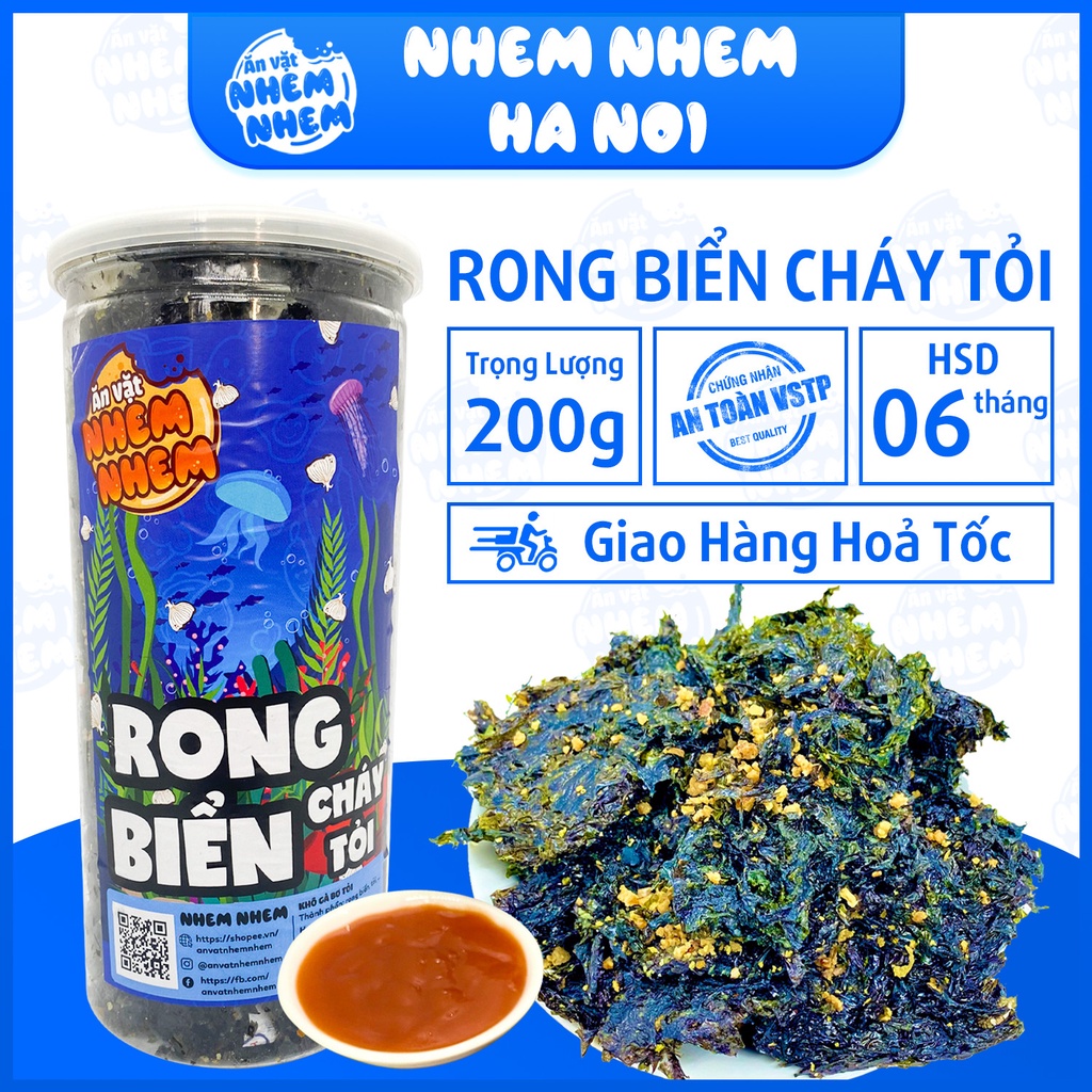 Mã GROSALE2 giảm 8% đơn 150K Rong biển cháy tỏi Nhem Nhem 200g Đồ ăn vặt