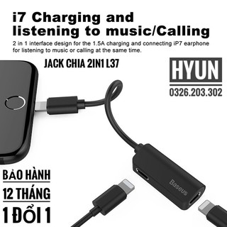 Bộ chia cổng lightning 1 thành 2 baseus l37 cho iphone - chính hãng