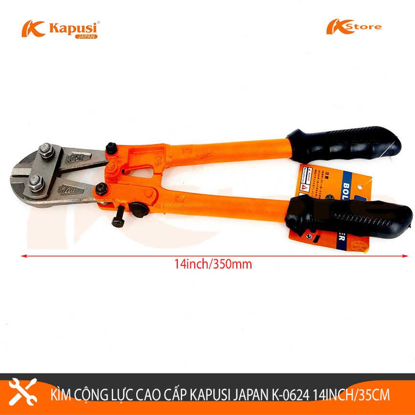 Kìm (Kềm) Cộng Lực Cắt Sắt Cao Cấp Kapusi Japan K-0624 14inch/350mm, Kìm Cắt Cộng Lực Đa Năng Cắt Sắt - Thép, Cắt Đứt Mọ