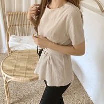 Áo Thun Nữ Ngắn Tay Cổ Tròn Buộc Dây Kiểu Mới 43592