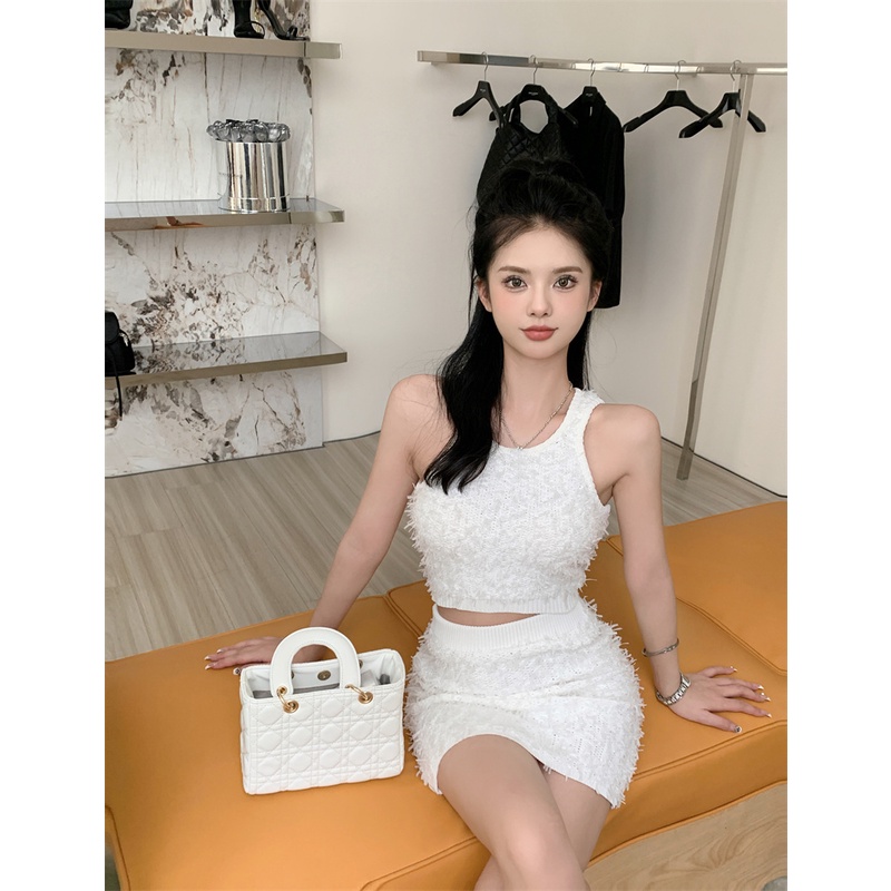 Jane Set áo croptop +chân váy ngắn tông trắng ôm dáng sexy sang trọng Hàn Quốc ẢNH THẬT CUỐI