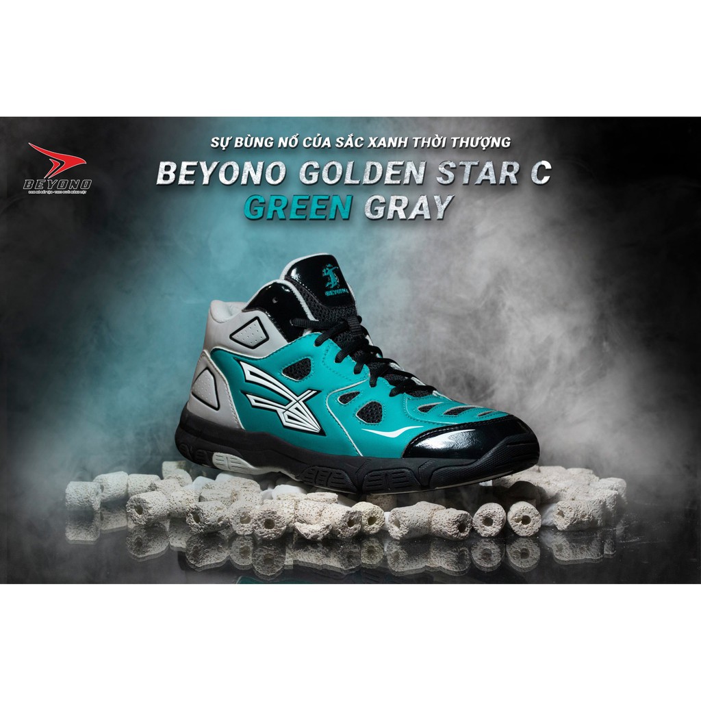Giày Beyono Golden Star C Gree Gray - Giày Chuyên Bóng Chuyền cổ cao ôm chân thông thoáng êm ái bám sàn