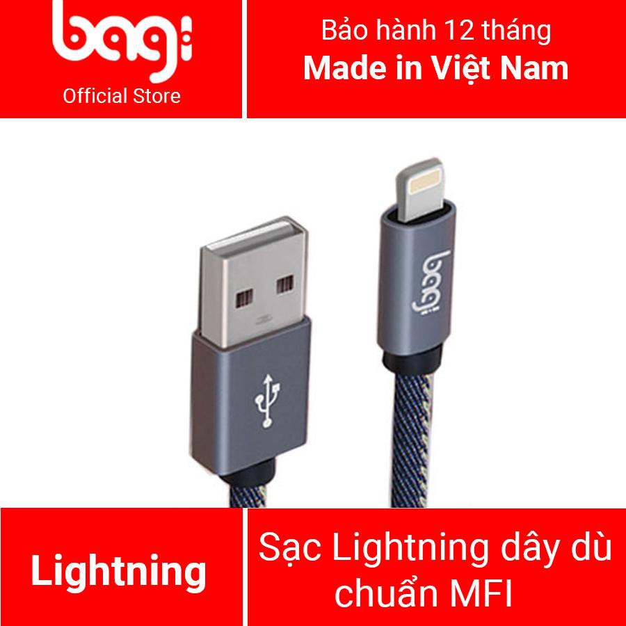 Cáp sạc lightning chuẩn MFi Bagi cho iPhone/iPad/iPod - Hàng Phân Phối Chính Thức