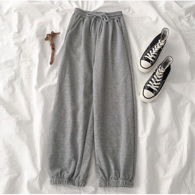 Jogger thun trơn cạp chun dáng rộng ulzzang HOT/ Quần jogger trơn bó ống chun 2 màu hot trend Daski phong cách ulzzang | WebRaoVat - webraovat.net.vn