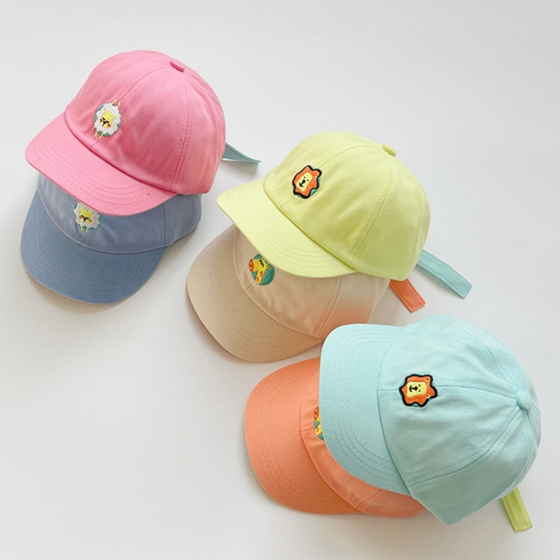 Mũ lưỡi trai vải cotton thêu họa tiết hoạt hình dễ thương thời trang mùa hè cho bé