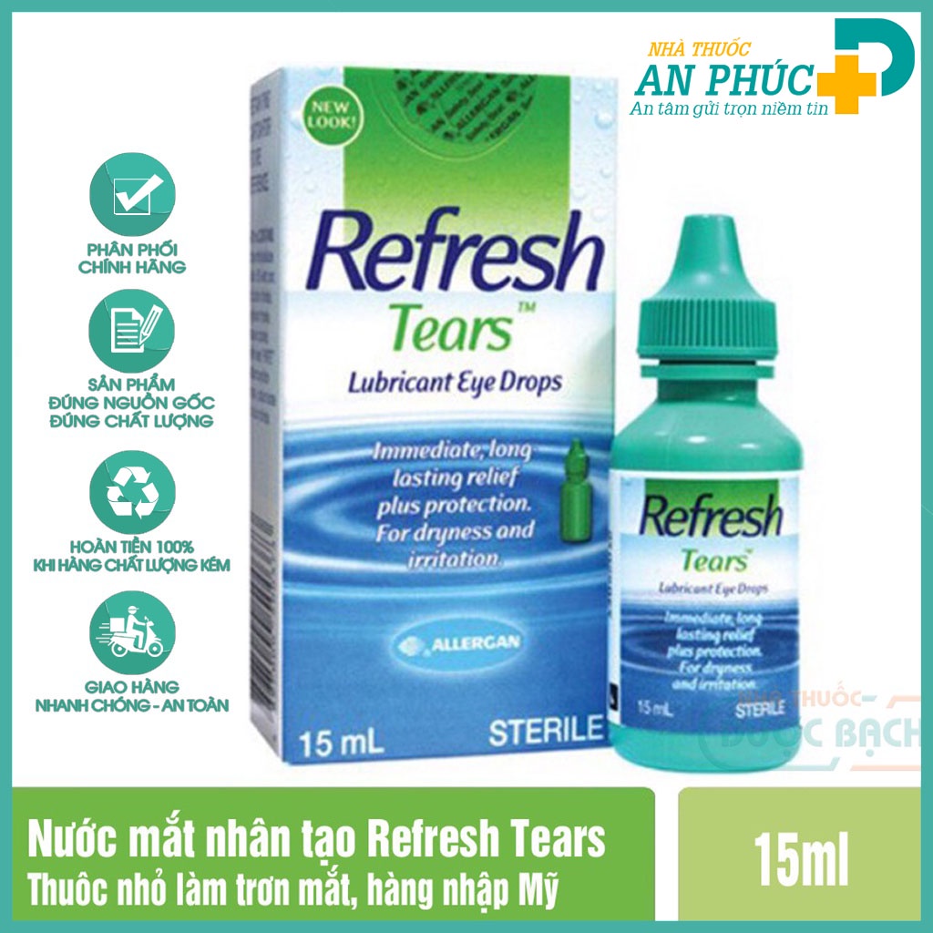 Nước nhỏ mắt refresh tears nước mắt nhân tạo cho lens cận rohto chăm sóc sức khỏe mắt giảm khô mỏi mắt